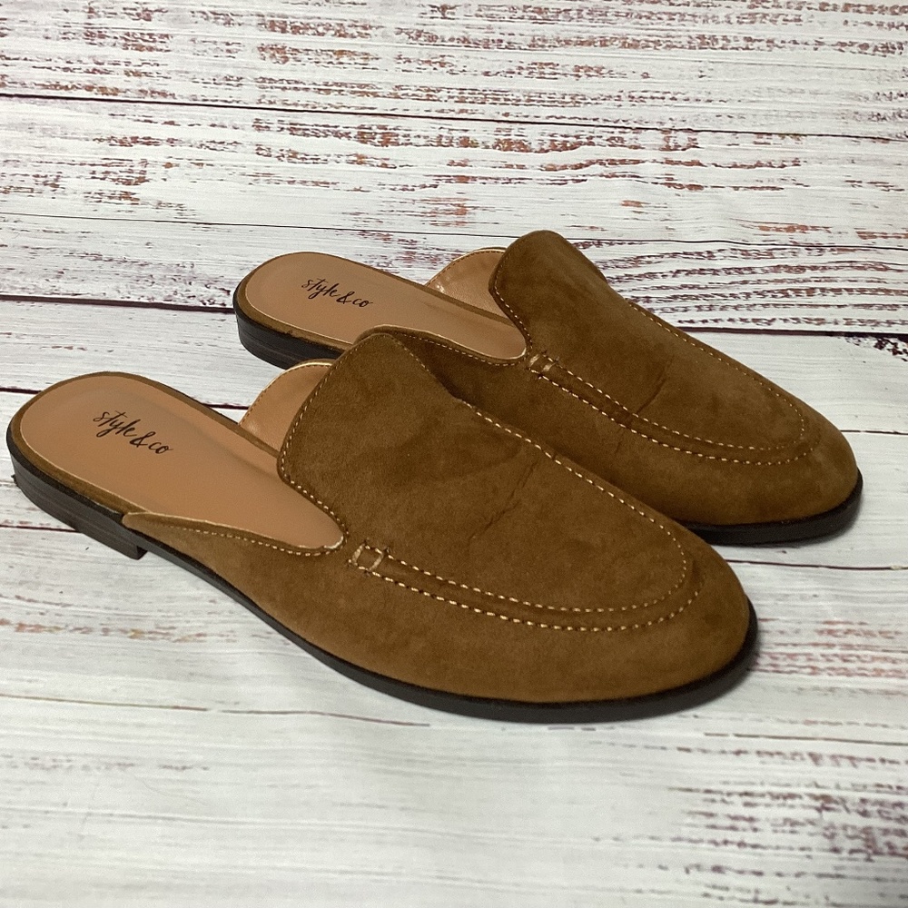 Style & Co. Brown Suede Mules Size 9.5